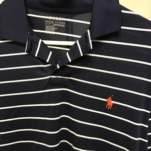 Polo Ralph Lauren Performance Polo Shirt Navy Striped Mens Large